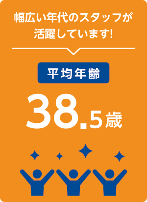 幅広い年代のスタッフが活躍しています！【平均年齢38.5歳】