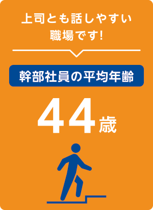 上司とも話しやすい職場です！【幹部社員の平均年齢44歳】